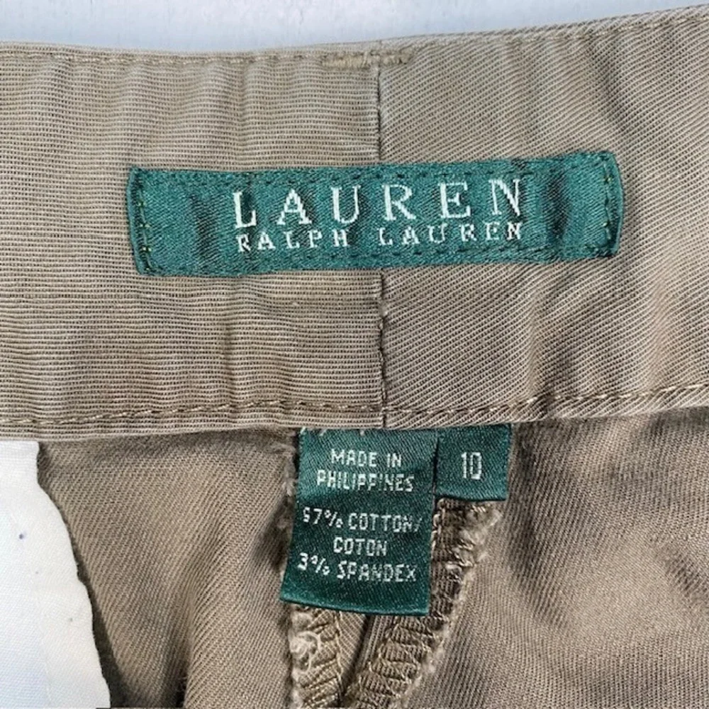 Lauren Ralph Lauren Womens Cargo Shorts Olive Brown Cotton‎ Stretch Size 10
